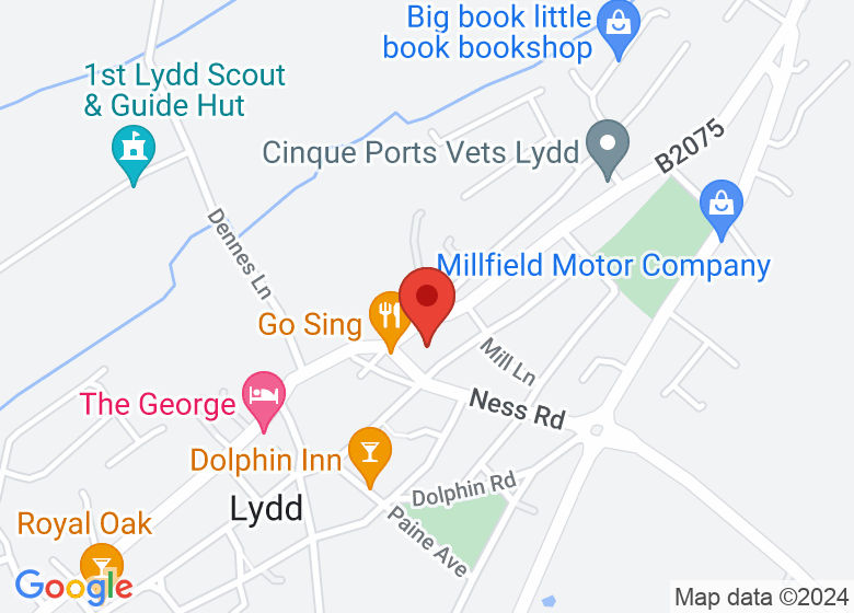 Map showing location of Lydd War Memorial Institute Club