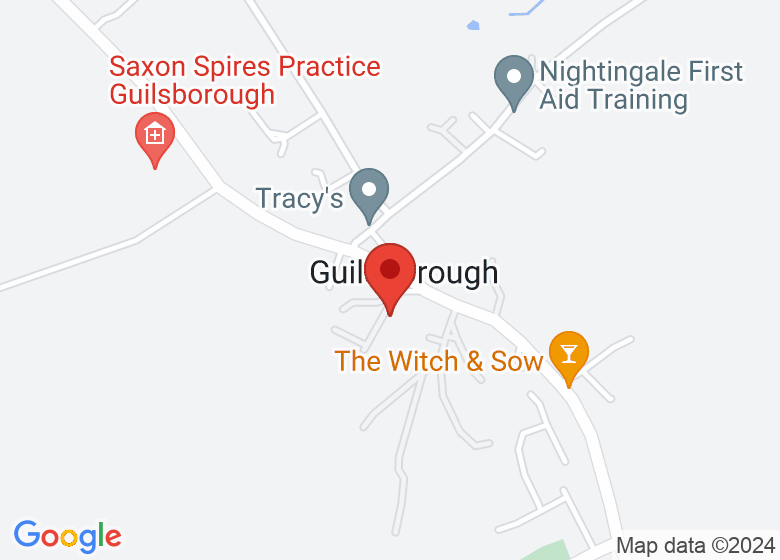 Map showing location of Guilsborough Village Hall