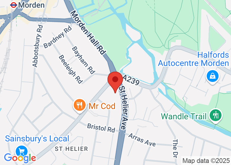Map showing location of Training and Testing Services (South London)