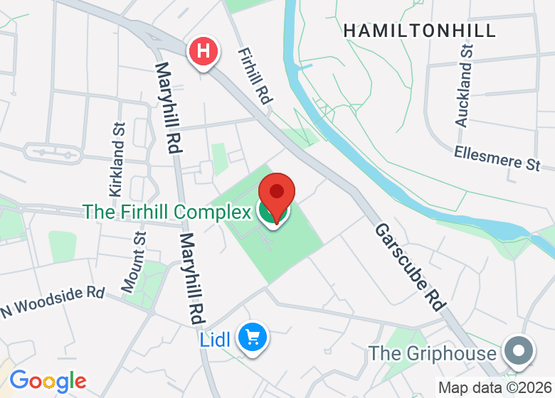 Map showing location of Firhill Sports Complex