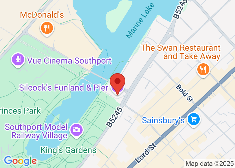 Map showing location of Silcock's Funland & Pier