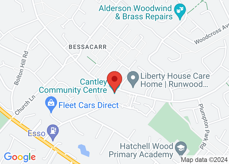 Map showing location of Cantley Community Centre