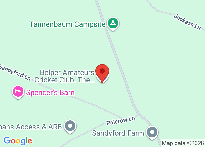 Map showing location of Belper Amateurs Cricket Club. The Packhouse Ground