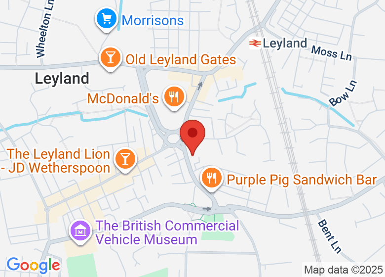 Map showing location of Leyland Methodist Church