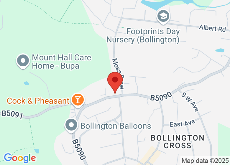 Map showing location of Bollington Cross C of East Primary School