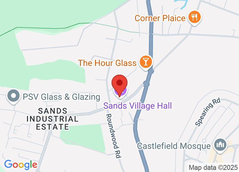 Map showing location of Sands Village Hall