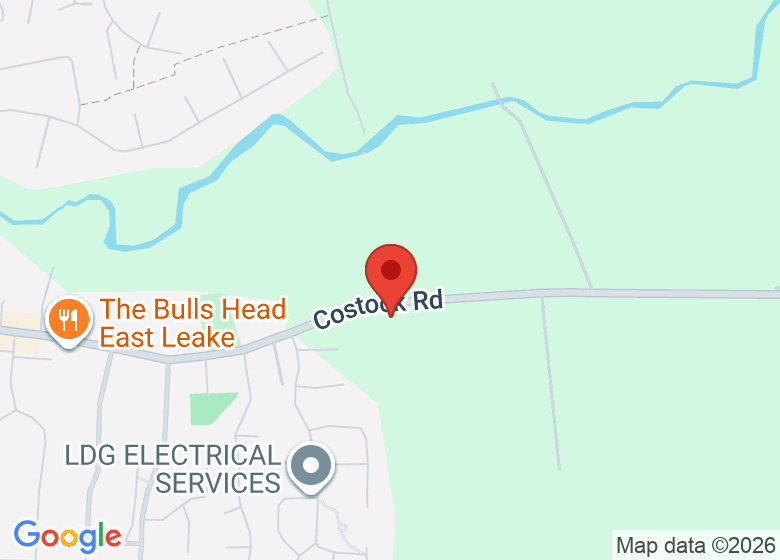 Map showing location of East Leake Pavilion
