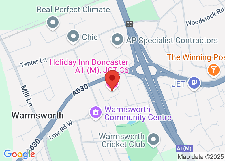 Mapa przedstawiająca lokalizację Holiday Inn Doncaster A1 (M), JCT.36