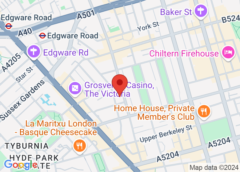 Map showing location of Sylvia Young Theatre School