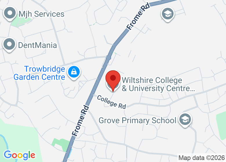 Map showing location of Wiltshire College & University Centre Trowbridge