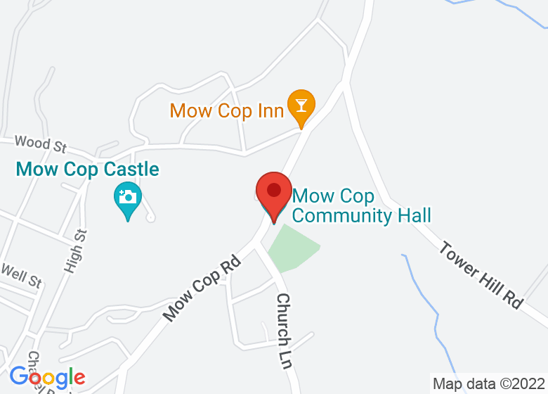 Map showing location of Mow Cop Community Hall