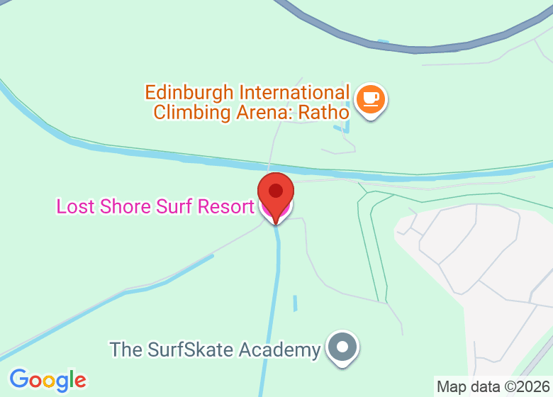 Map showing location of Lost Shore Surf Resort