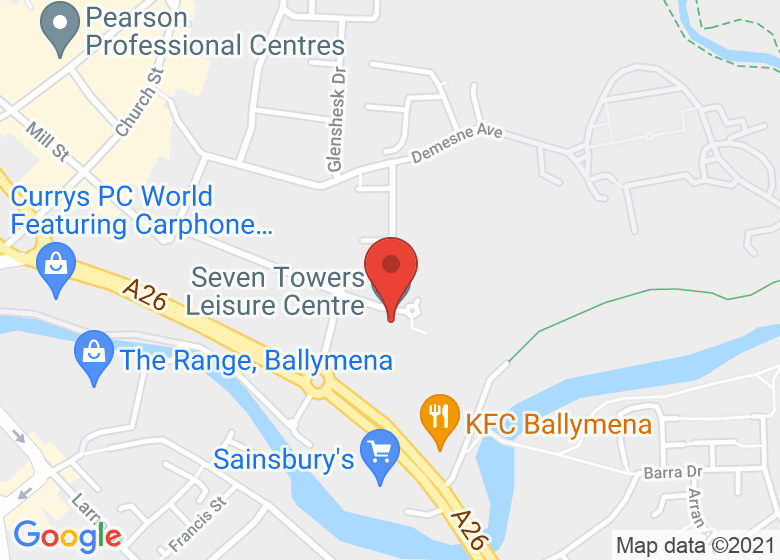 Map showing location of Seven Towers Leisure Centre