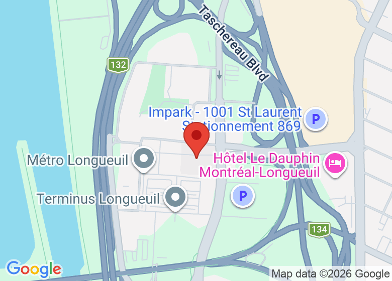 Carte montrant l'emplacement de Université de Sherbrooke – Campus de Longueuil