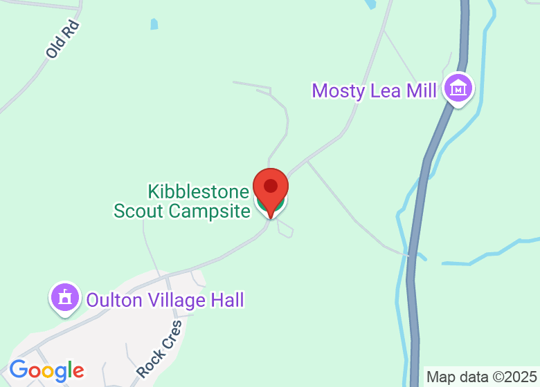 Map showing location of Meadow Care farm (c/o Kibblestone Scout Campsite)