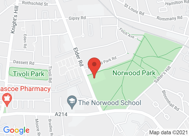 Map showing location of Norwood Park Sports Cage
