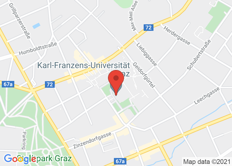Karte mit Standort von Karl-Franzens Universität Graz