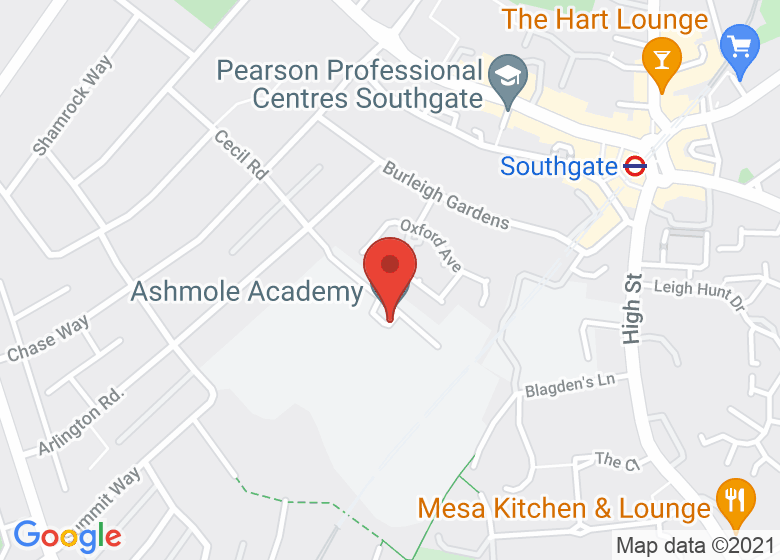 Map showing location of Ashmole Academy