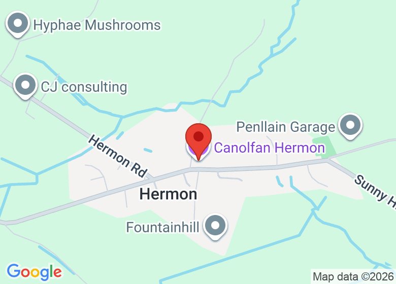 Map showing location of Canolfan Hermon