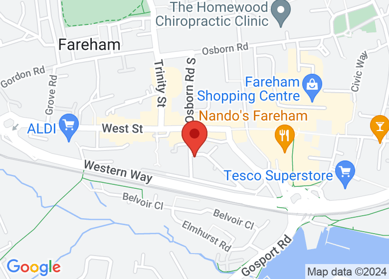 Map showing location of Fareham Methodist Church