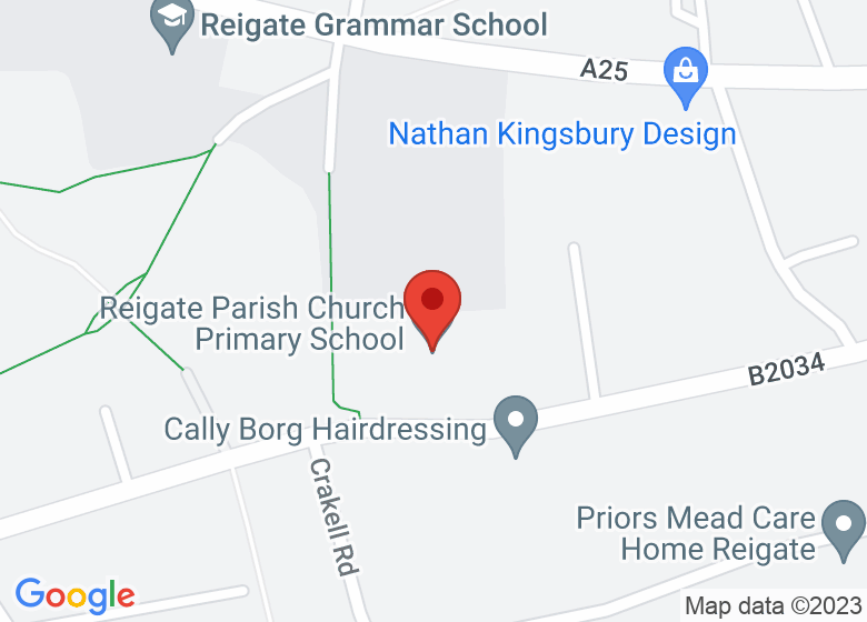 Map showing location of Reigate Parish Church Primary School