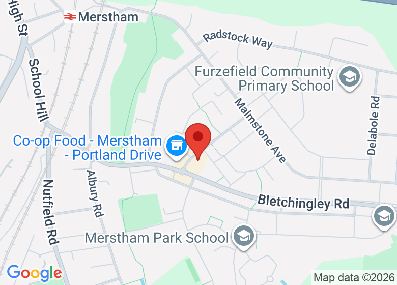Map showing location of Merstham Library