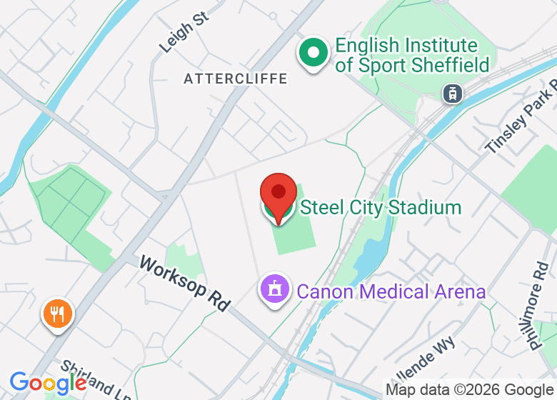 Map showing location of Steel City Stadium