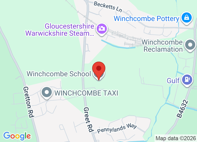 Map showing location of Winchcombe School