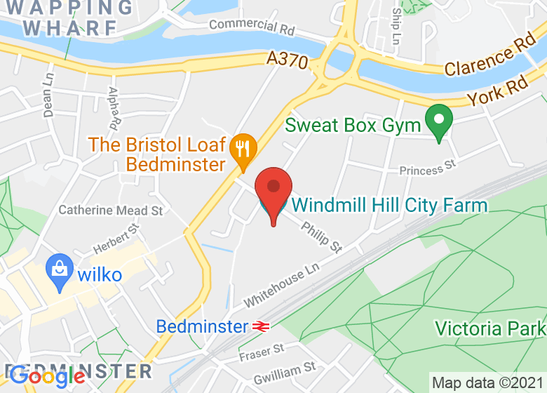 Map showing location of Windmill Hill City Farm