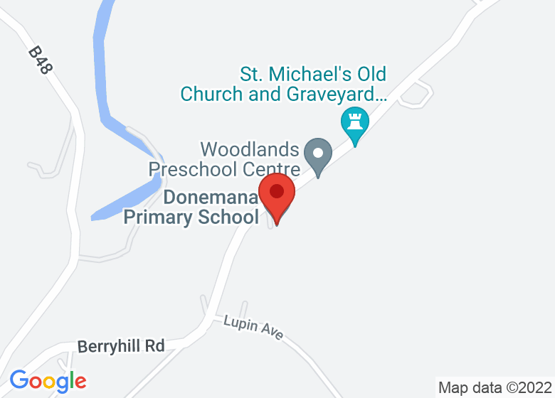 Map showing location of Donemana Primary School