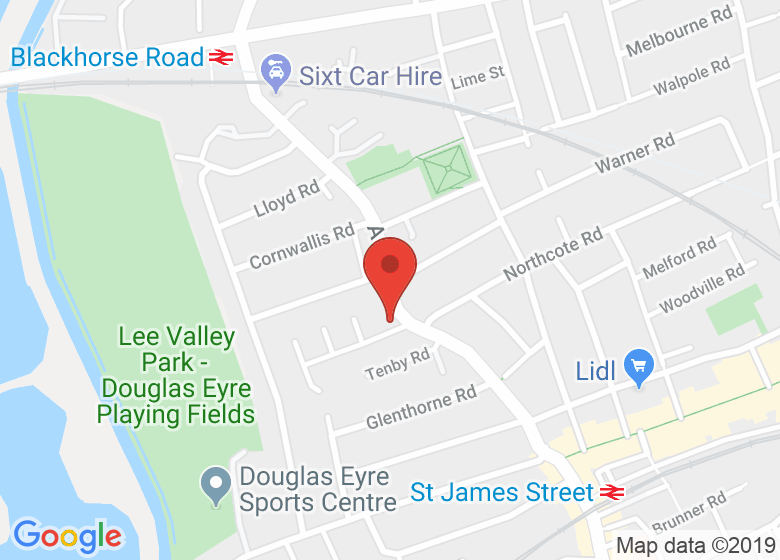 Map showing location of Blackhorse Road Baptist Church