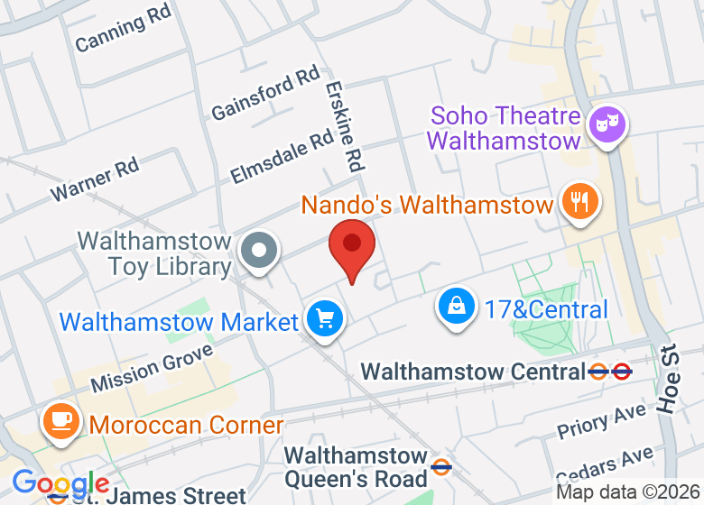 Map showing location of Harmony Hall