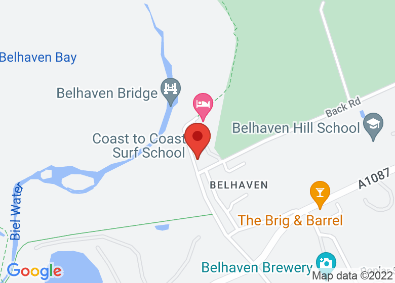 Map showing location of Belhaven Surf Centre