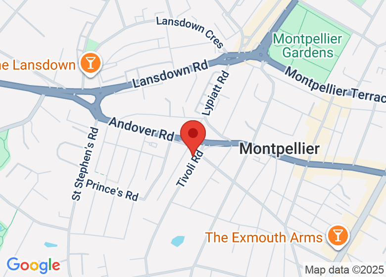 Map showing location of Cheltenham Bridge Club