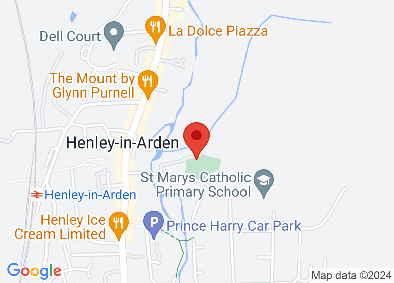 Map showing location of Henley in Arden Church Hall