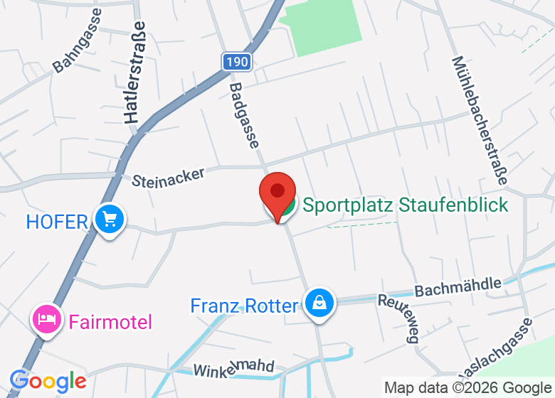 Karte mit Standort von Fussballplatz Staufenblick