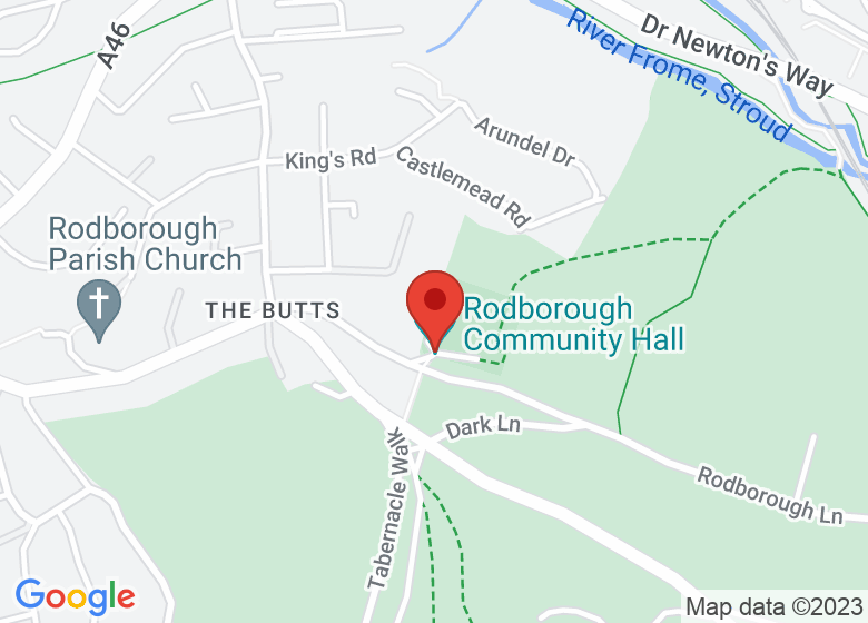 Map showing location of Rodborough Community Hall
