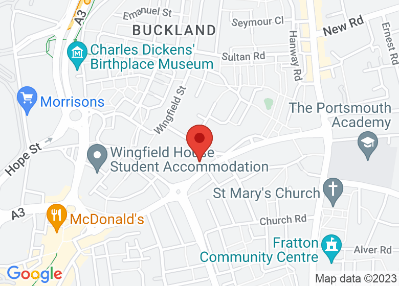 Map showing location of Charles Dickens Centre