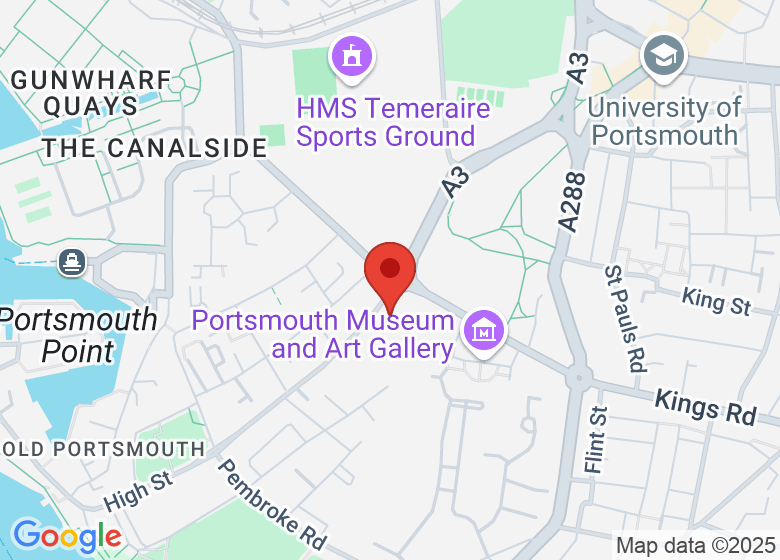 Map showing location of Portsmouth Grammar School