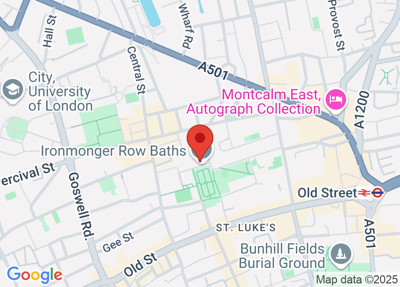 Map showing location of Ironmonger Row Baths