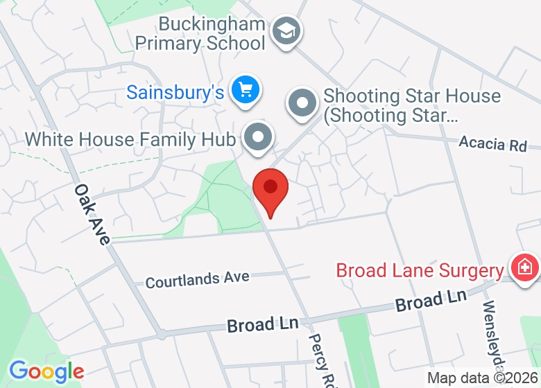 Map showing location of All Saints Church, Hampton