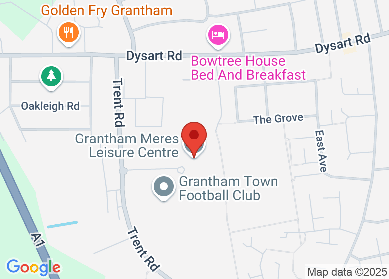 Map showing location of Grantham Meres Leisure Centre