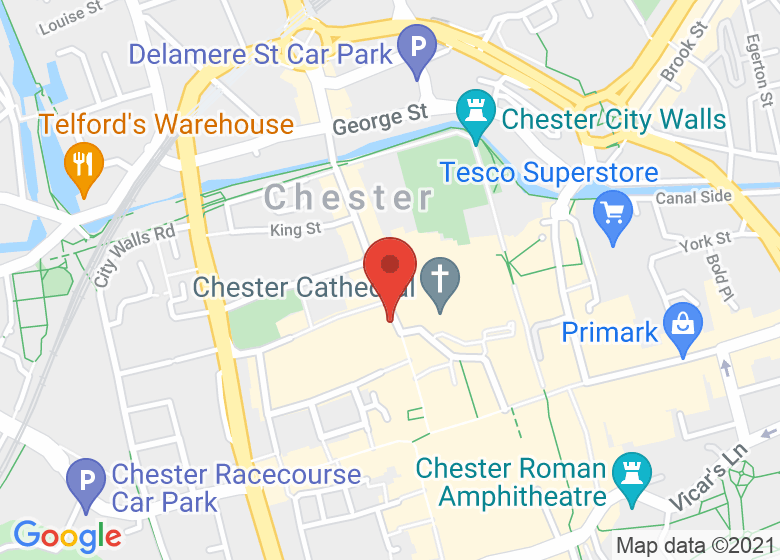 Map showing location of Chester Town Hall Square