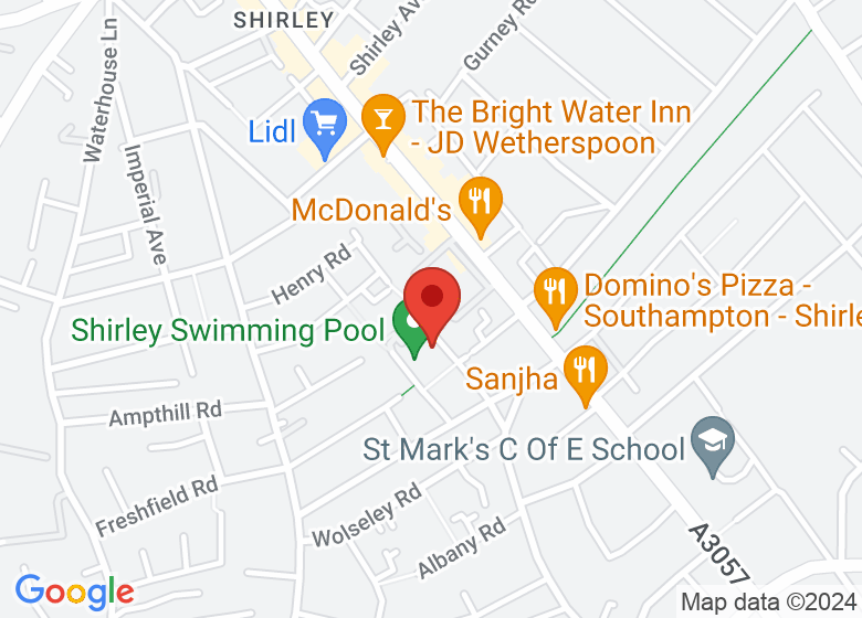 Map showing location of Freemantle and Shirley Community Centre