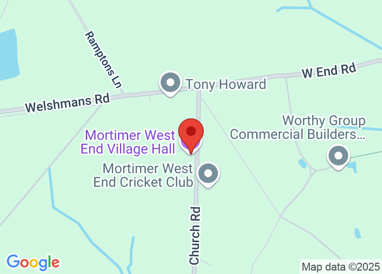 Map showing location of Mortimer West End Village Hall