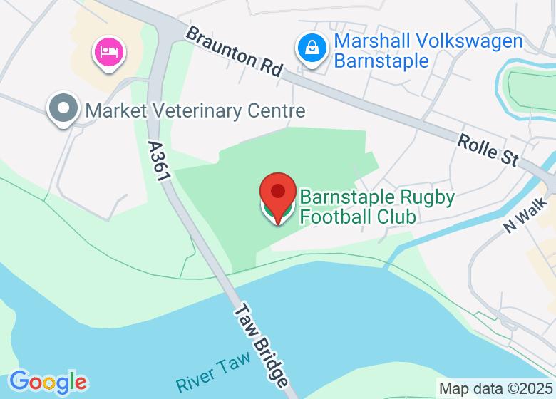 Map showing location of Barnstaple Rugby Football Club
