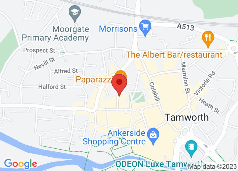 Map showing location of Tamworth Assembly Rooms