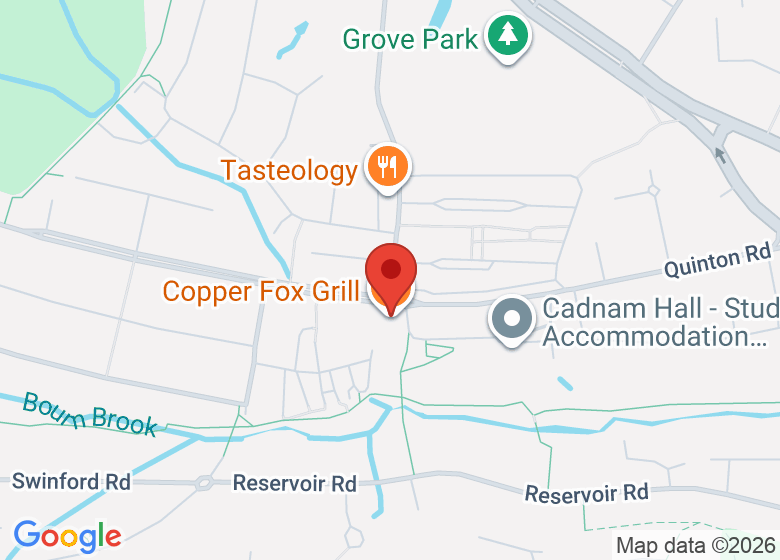 Map showing location of Copper Fox Grill