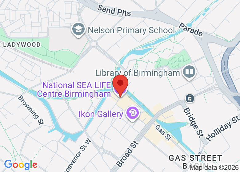 Map showing location of National SEA LIFE Centre Birmingham