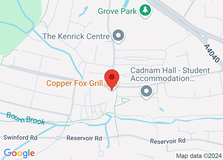 Map showing location of Copper Fox Grill